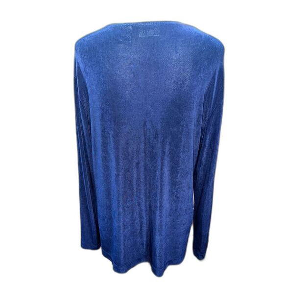 Chicos Travelers Women XL Cardigan Blue White Embroidered Artsy Shapes Stretch 3 - Picture 4 of 9